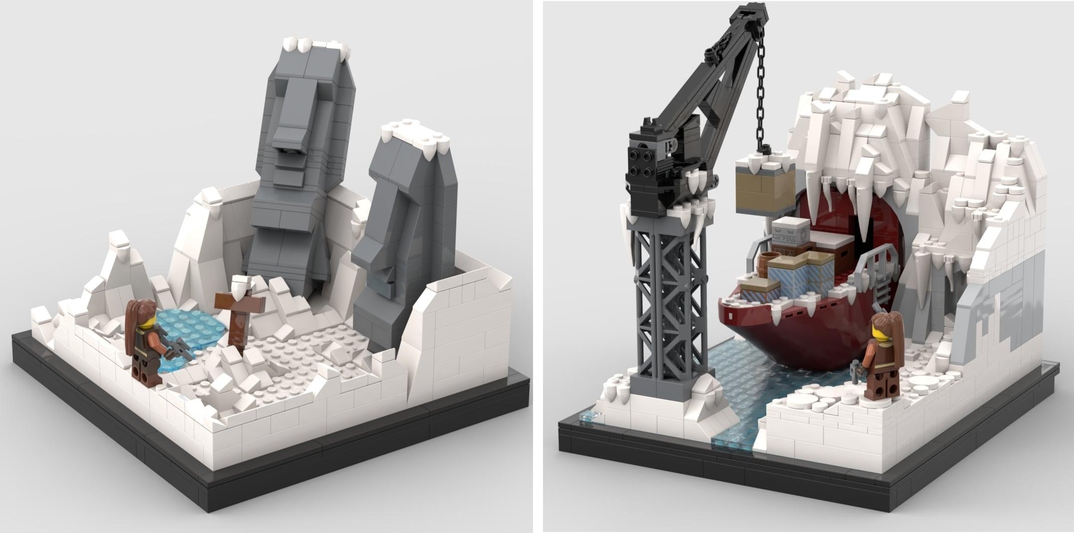 Tomb Raider level sets (Antarctica) made with LEGO Bricklink Studio.