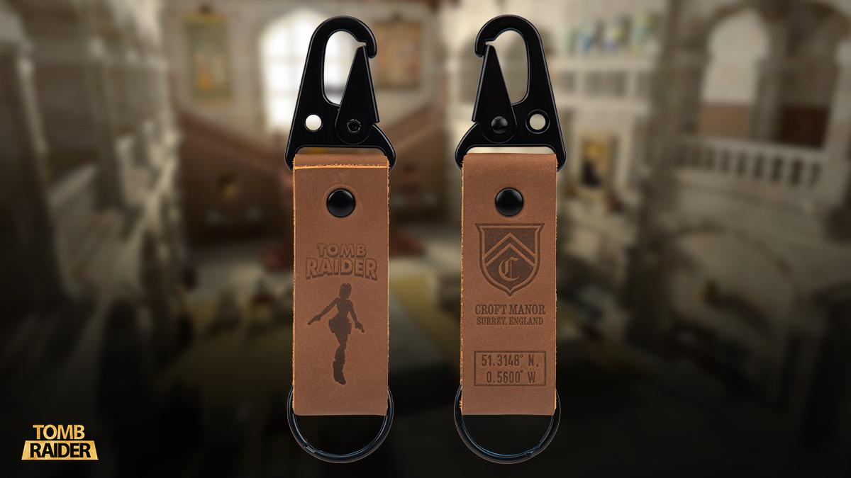 A Tomb Raider-themed keychain.