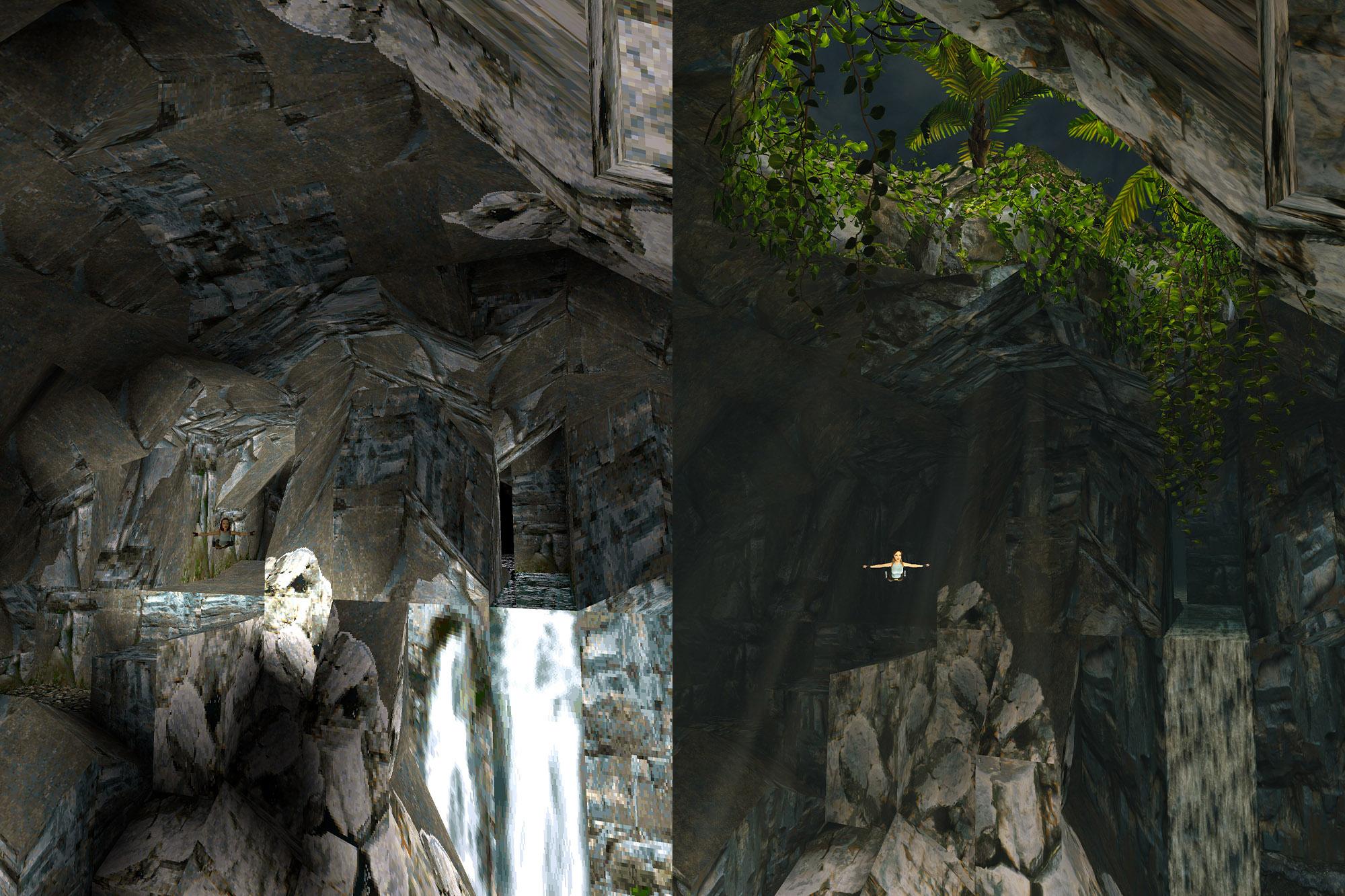 Difference between the original and modern graphics showcasing the new light source in the Lost Valley