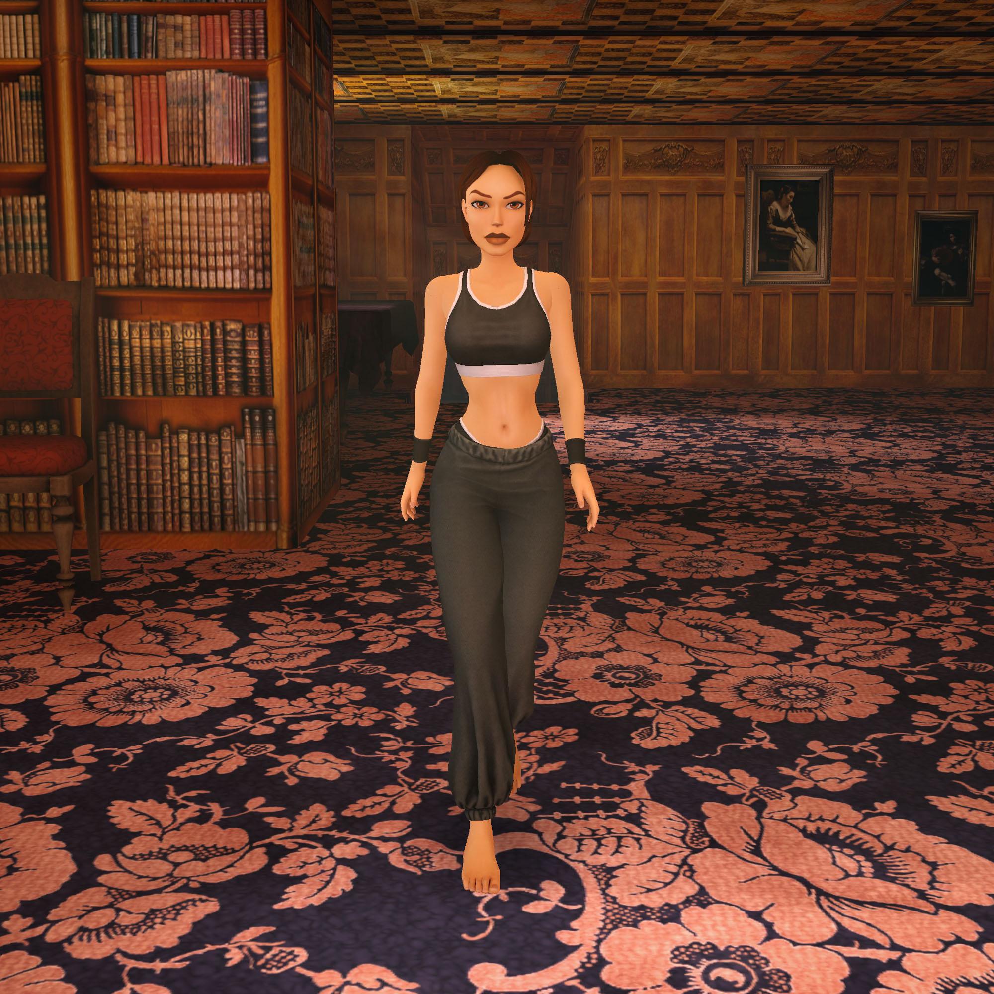 Lara Croft in the starting room of Croft Manor.
