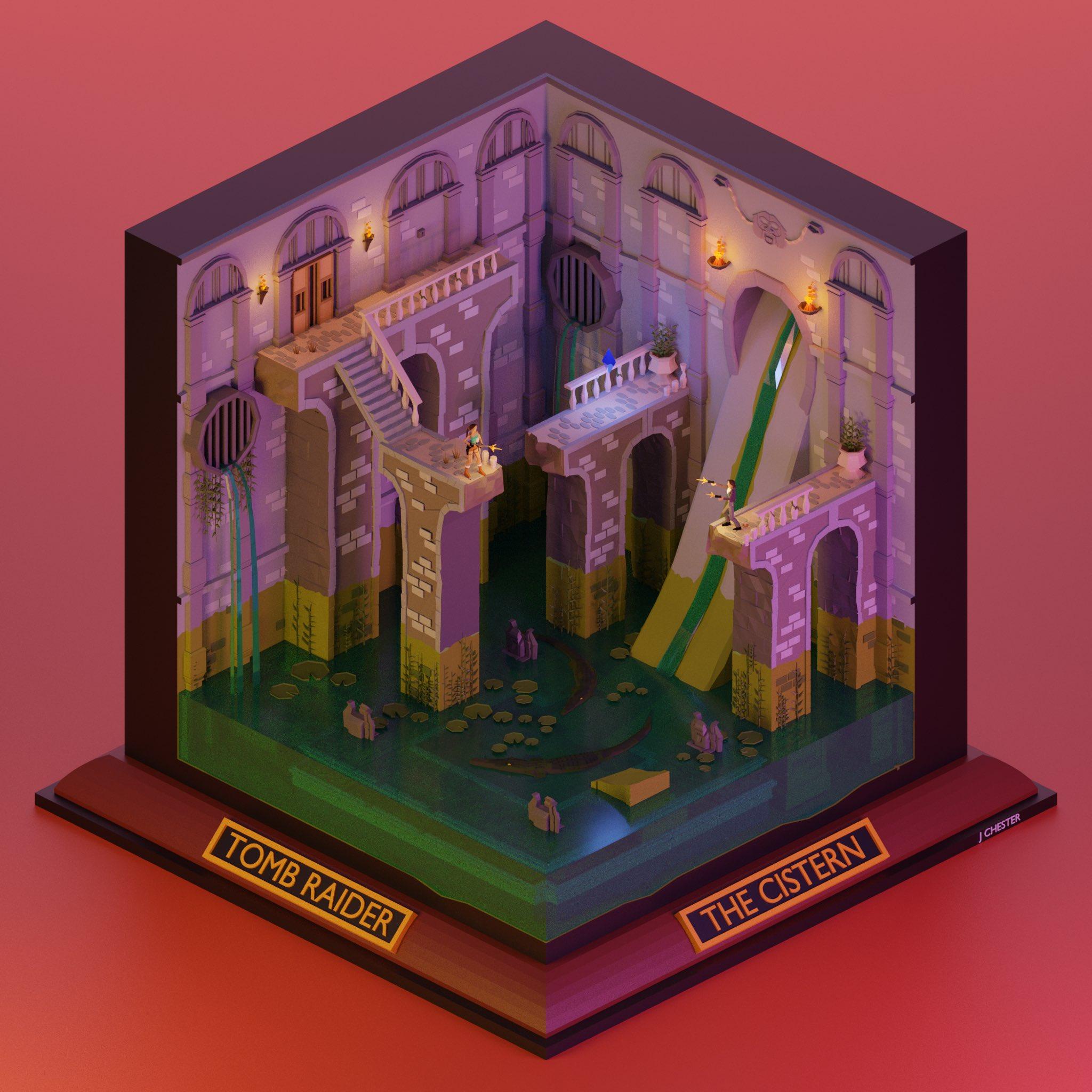 ‘Reimagined Low Poly diorama’ level series by Jason Chester - TR1 - The Cistern