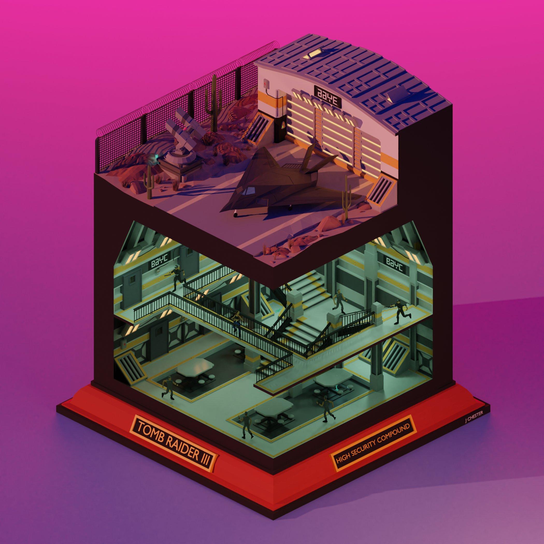 ‘Reimagined Low Poly diorama’ level series by Jason Chester - TR3 - High Security Compound