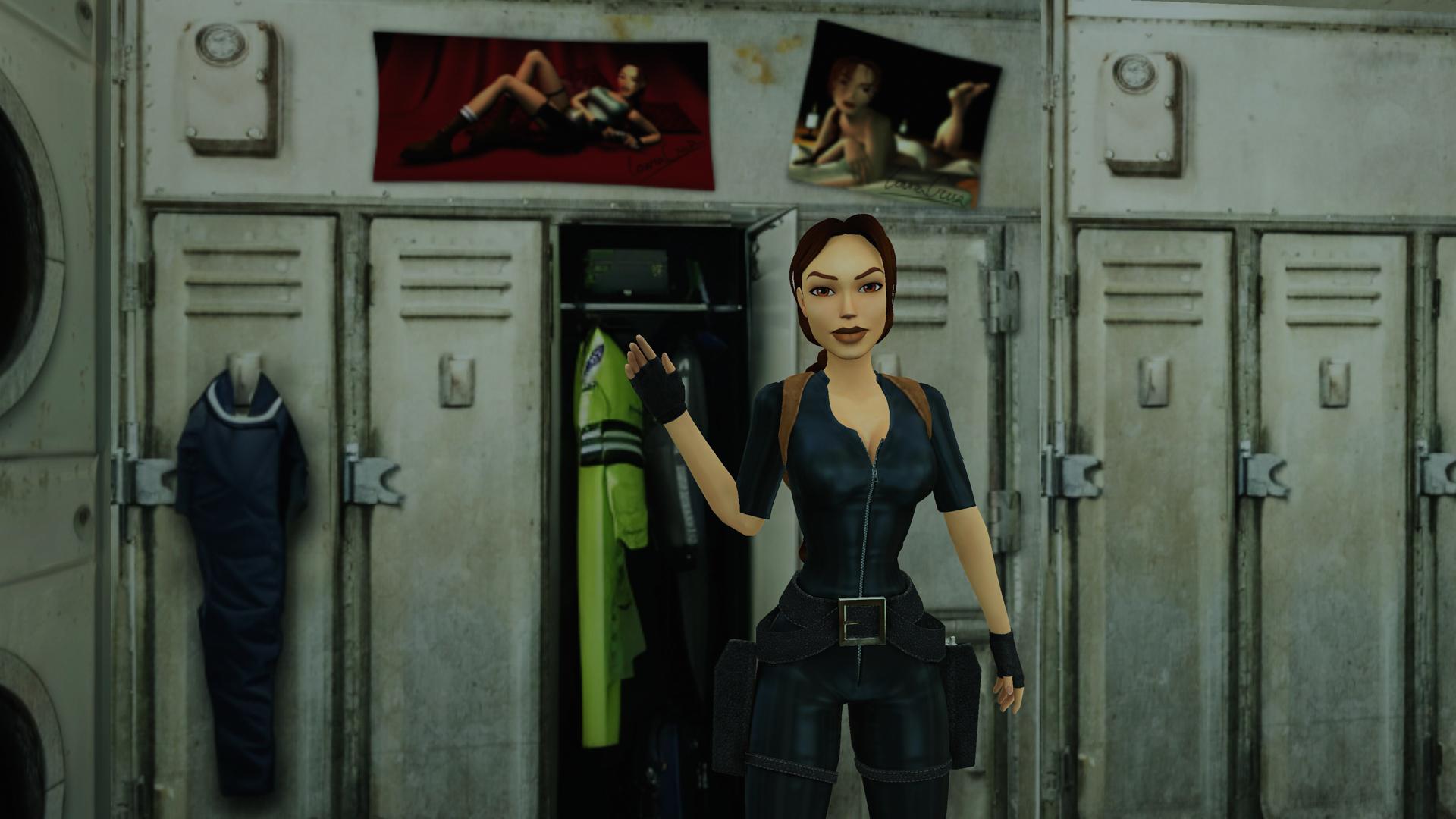 Lara Croft in front of the Laura Cruz Easter Egg