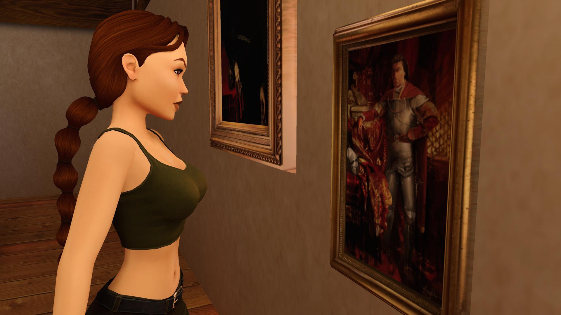 Lara looking at the portrait of Kain in Croft manor