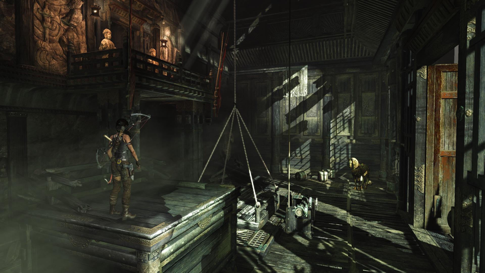 Lara Croft in Tomb Raider 2013's Hall of Ascension Challenge Tomb.
