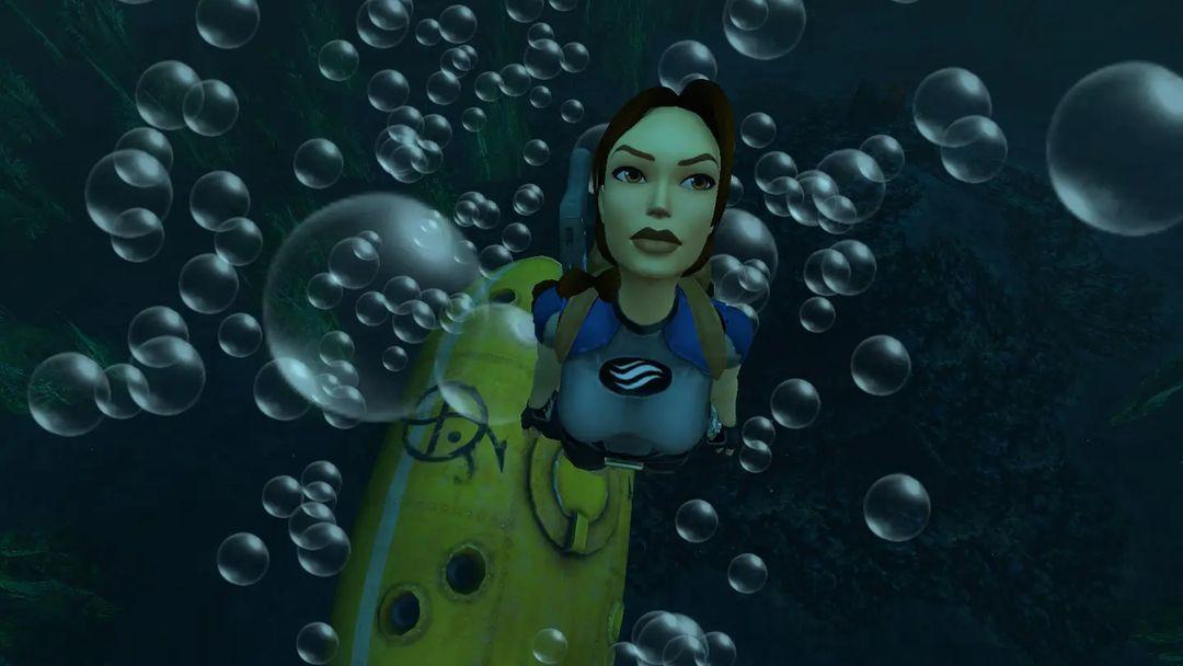 Photo Mode screenshot of Lara Croft from Tomb Raider I-III Remastered, swimming underwater.