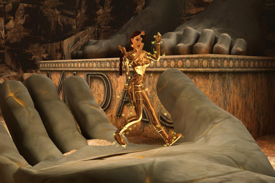 Lara Croft turining to gold in Palace Midas