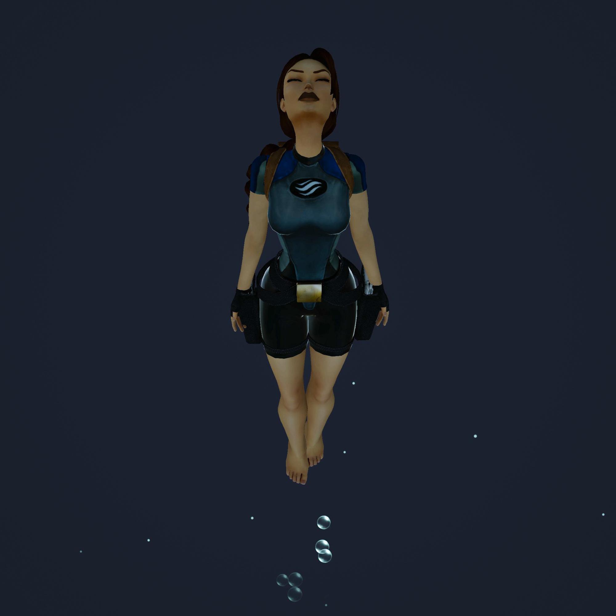 Lara Croft diving in the level 40 Fathoms.