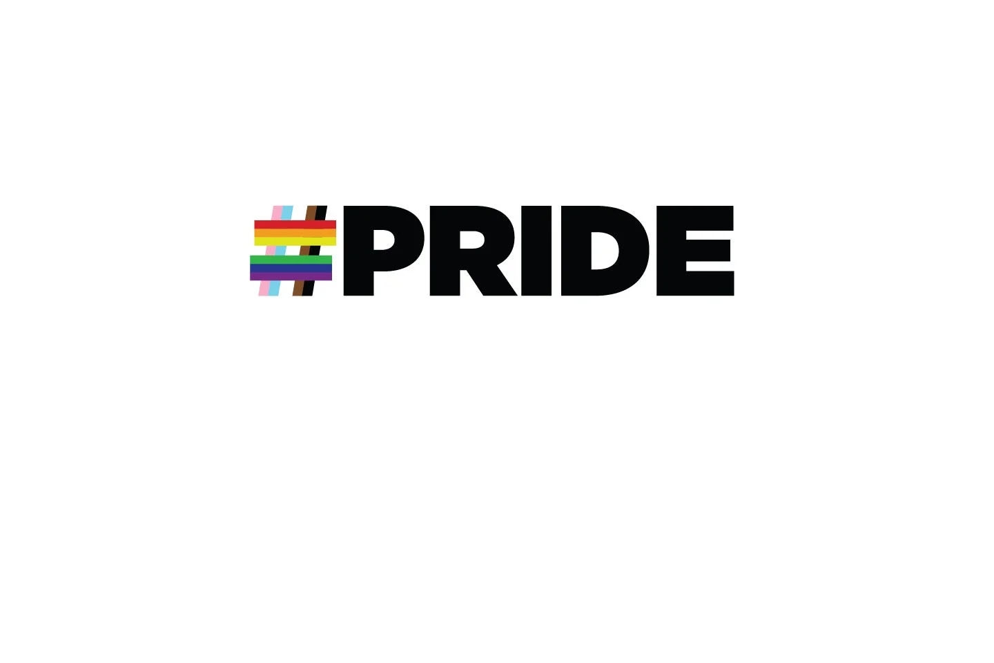 The word "PRIDE" with the 'I' represented by the rainbow flag colors.