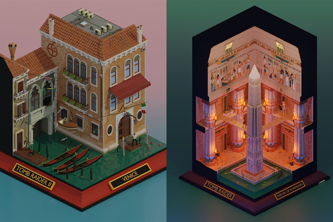 Jason Cheste's Low Poly Header showcasing Venice and Obelisk of Khamoon