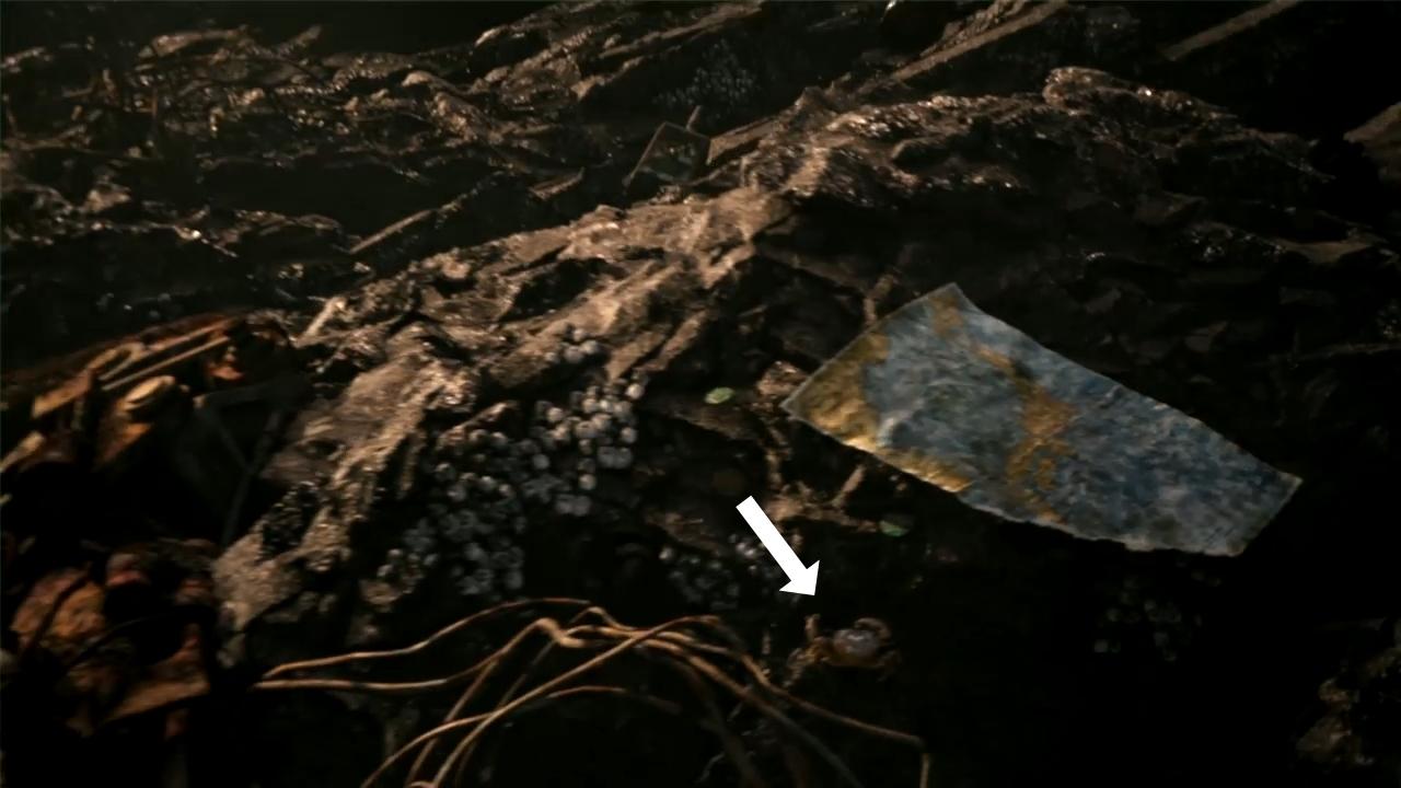 Screenshot of FeeFee the Crab from Tomb Raider's Turning Point trailer.