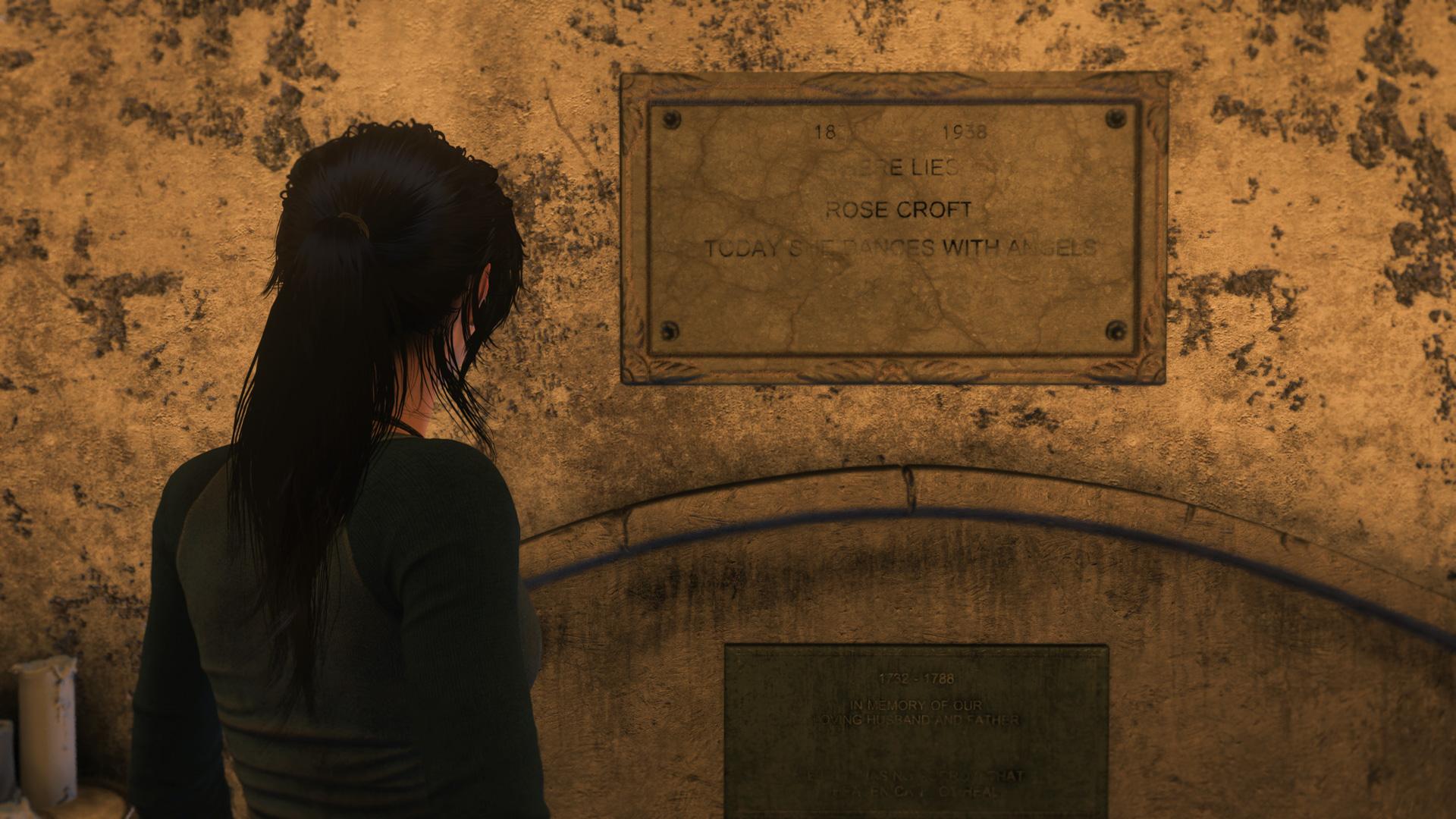 Screenshot of a crypt from Croft Manor in Rise of the Tomb Raider.