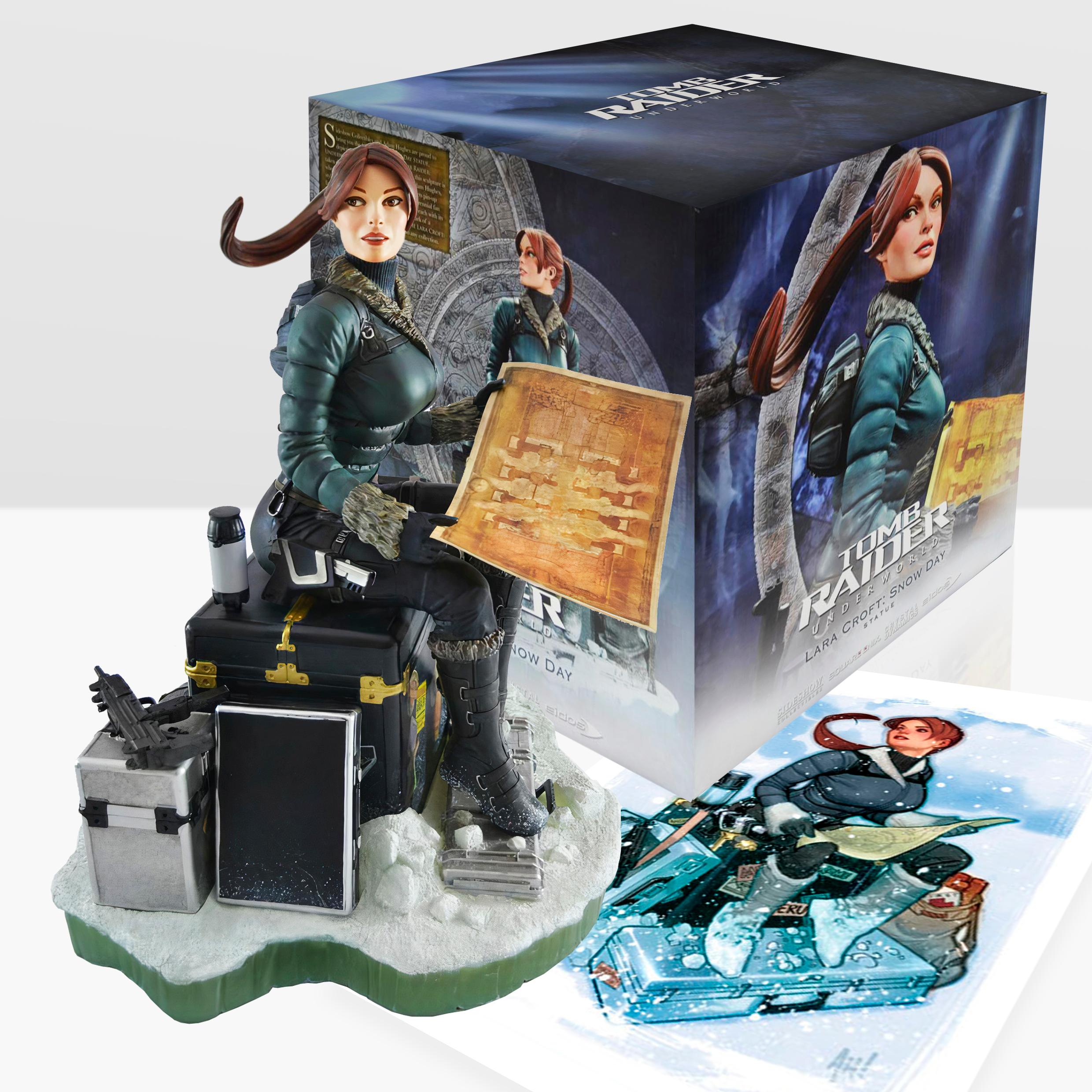 A photograph of the Tomb Raider: Underworld statue by Adam Hughes.