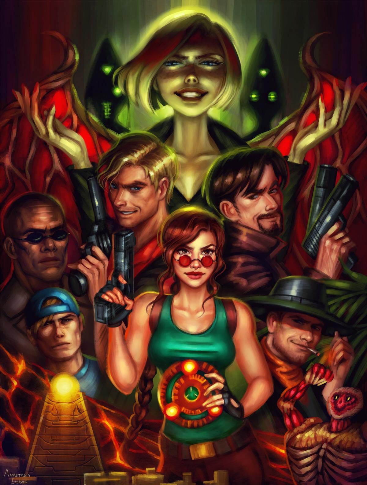 Anastasia Ershova Tomb Raider (1996) Poster featuring main characters from the game