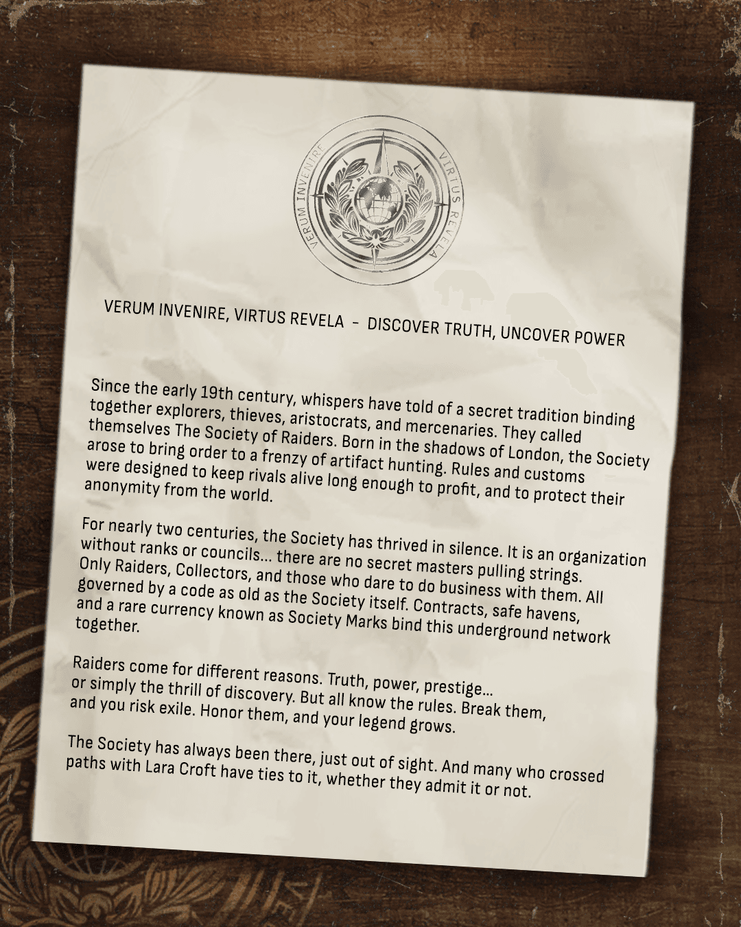 Society of Raiders - Letter