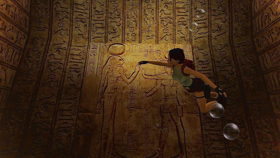 Photo Mode screenshot of Lara Croft swimming in Tomb Raider I-III Remastered.