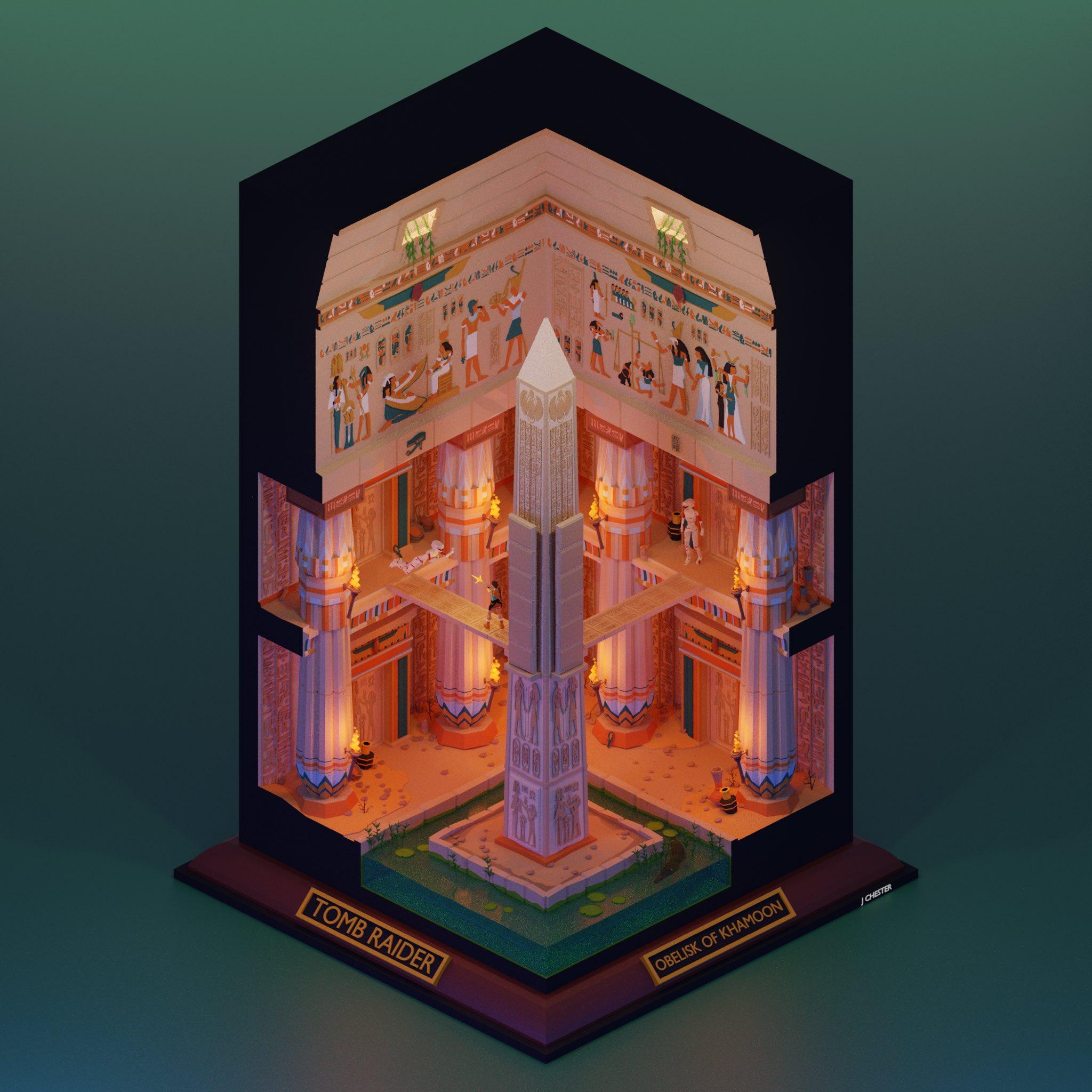 ‘Reimagined Low Poly diorama’ level series by Jason Chester - TR1 - Obelisk of Khamoon