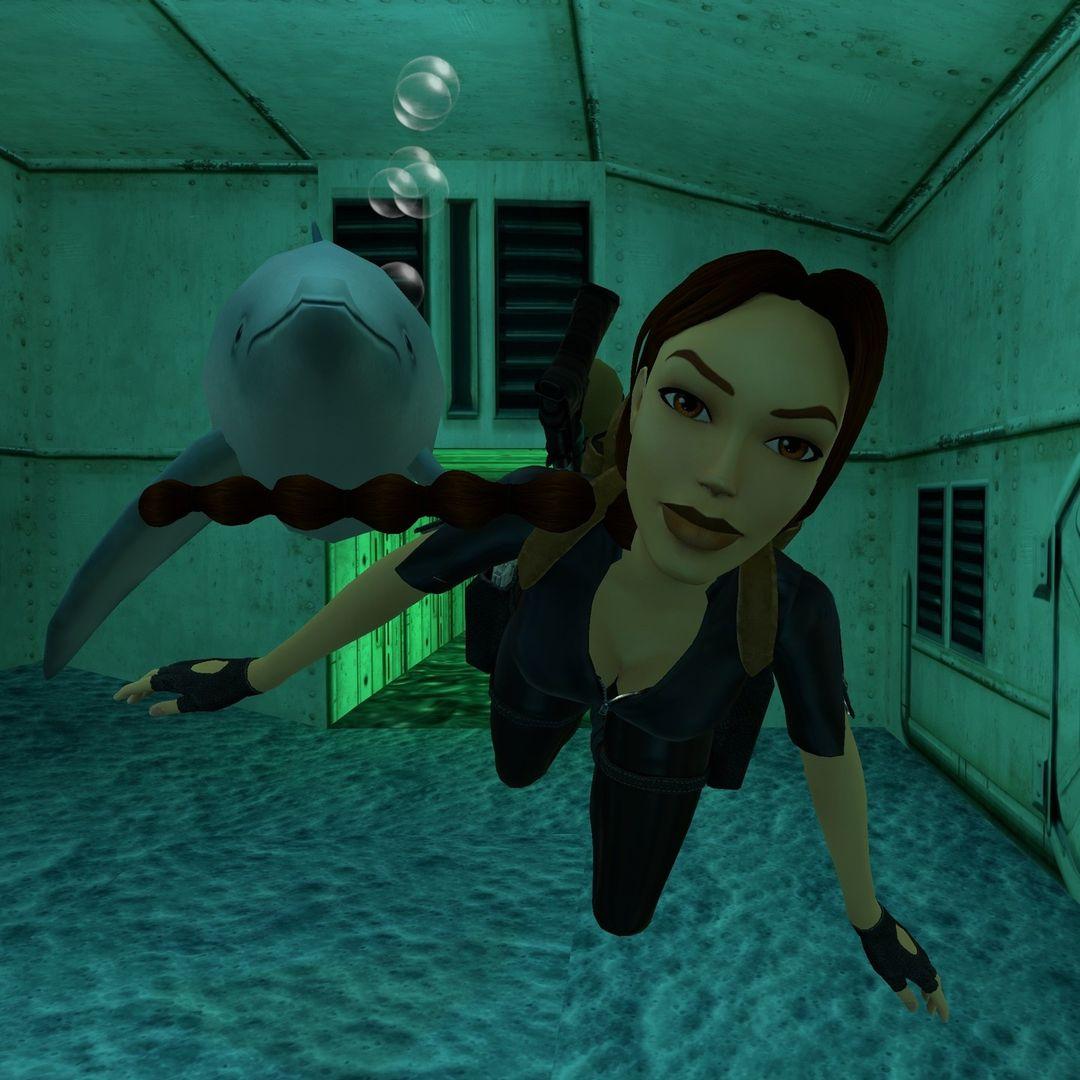 Photo Mode screenshot of Lara Croft swimming in Tomb Raider I-III Remastered.