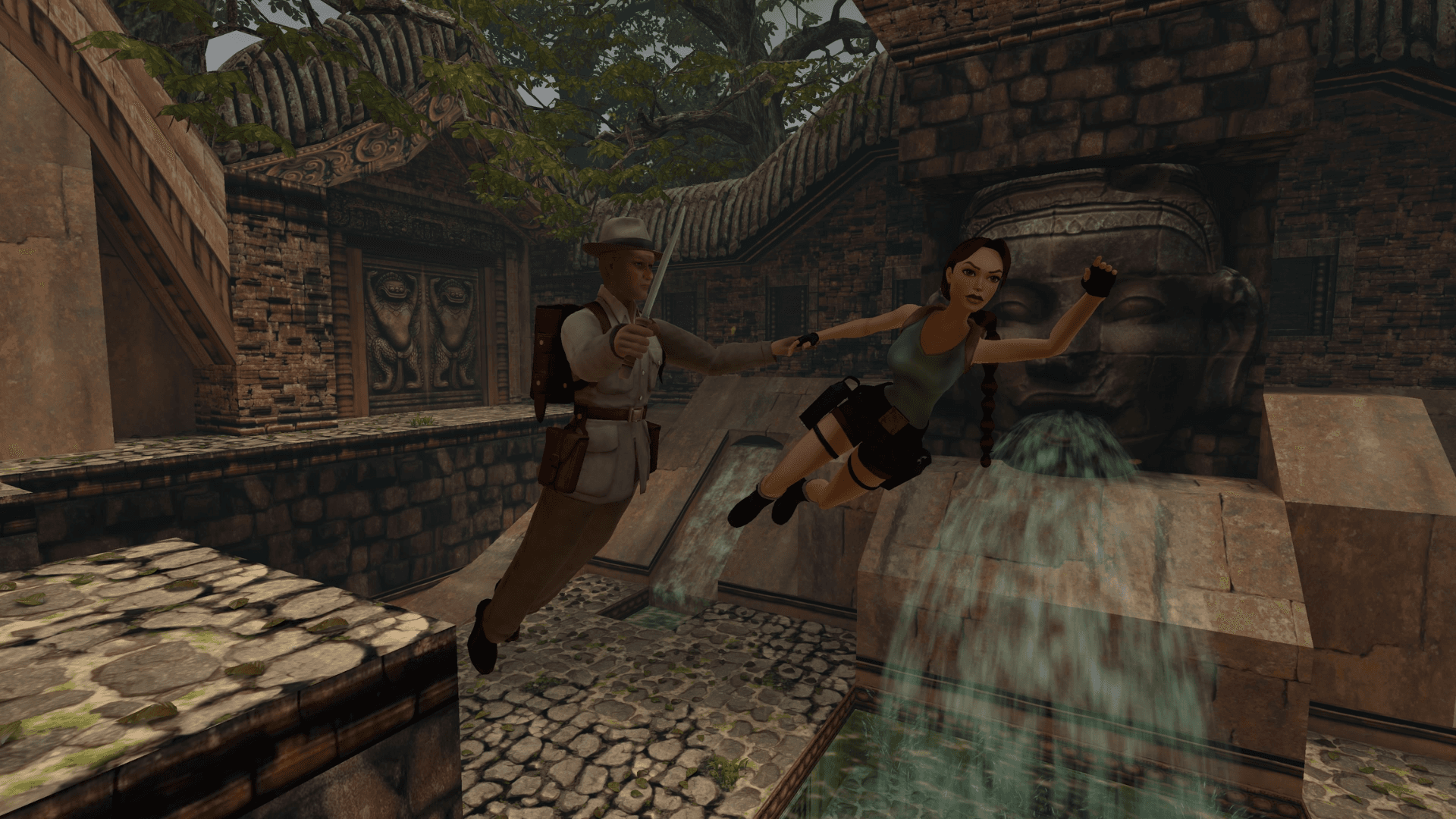 Photo of Lara Croft "flying" with Von Croy.