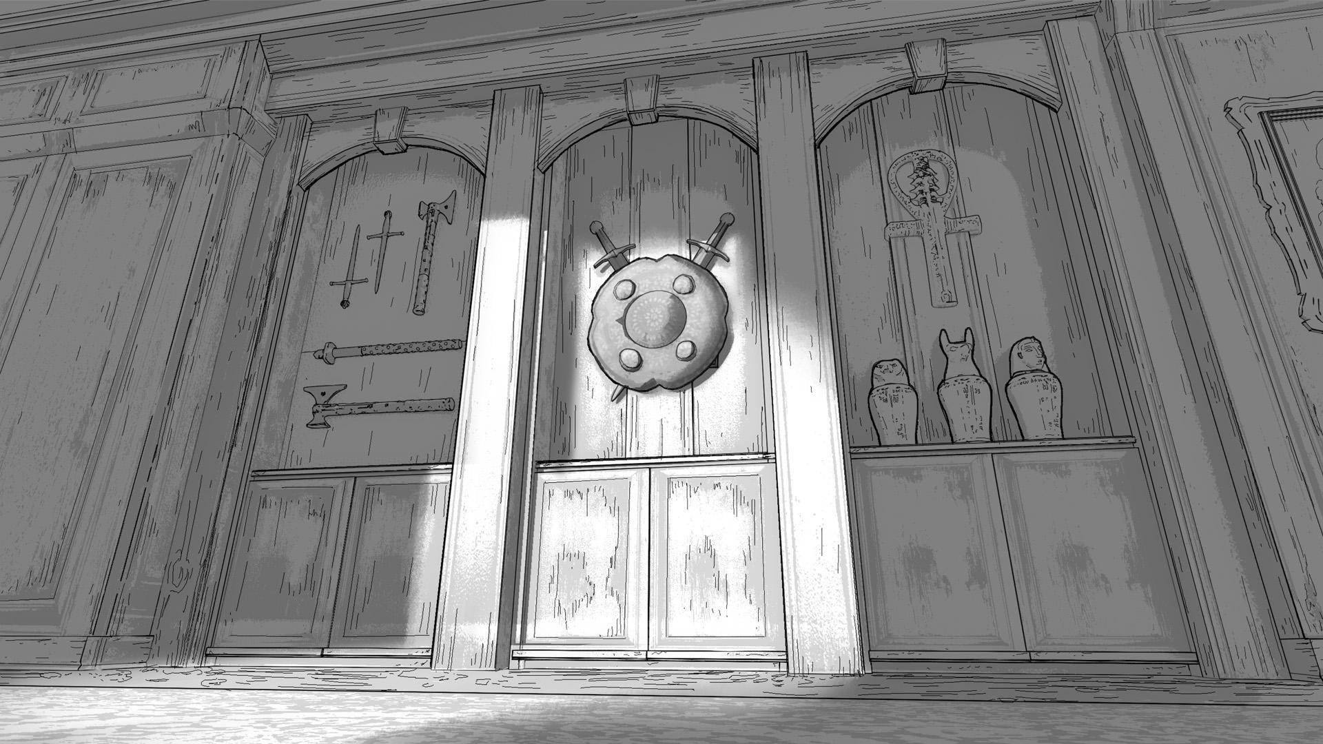 Croft Manor Hallway BW